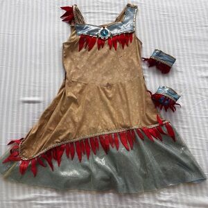 Disney Pocahontas Gold and Blue Dress with Red Accents